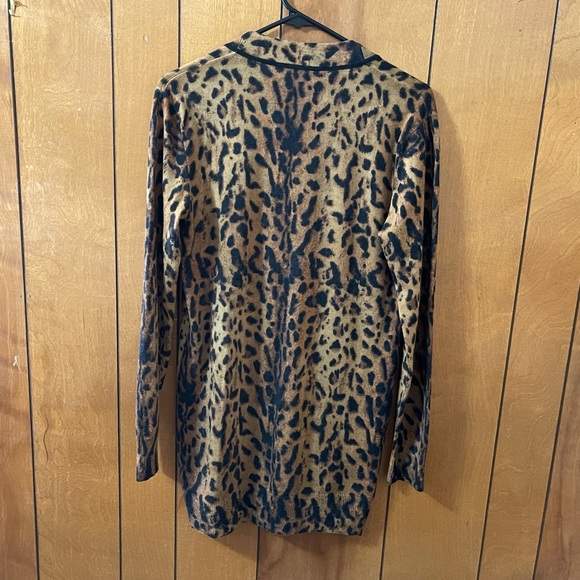 Tory Burch Leopard Print Cardigan Sweatshirt Sweater Coat Jacket Long Sleeve S - Picture 5 of 10